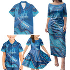 Australia Blue September Running Family Matching Puletasi and Hawaiian Shirt Blue Ribbon I'm Running For My Dad