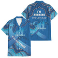 Australia Blue September Running Family Matching Puletasi and Hawaiian Shirt Blue Ribbon I'm Running For My Dad
