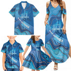 Australia Blue September Running Family Matching Summer Maxi Dress and Hawaiian Shirt Blue Ribbon I'm Running For My Dad