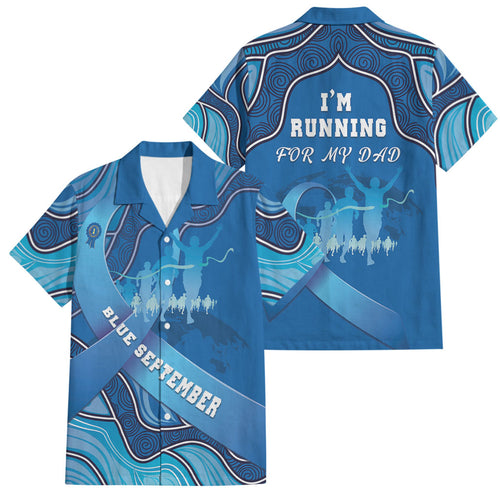 Australia Blue September Running Family Matching Summer Maxi Dress and Hawaiian Shirt Blue Ribbon I'm Running For My Dad