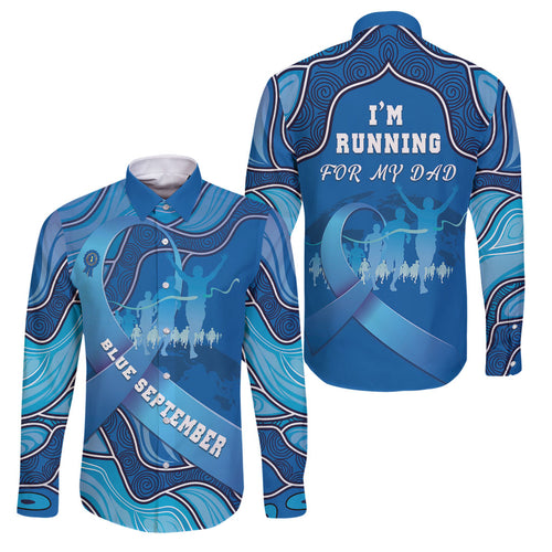 Australia Blue September Running Family Matching Summer Maxi Dress and Hawaiian Shirt Blue Ribbon I'm Running For My Dad