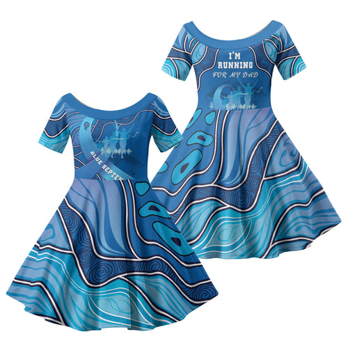 Australia Blue September Running Family Matching Summer Maxi Dress and Hawaiian Shirt Blue Ribbon I'm Running For My Dad