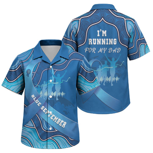 Australia Blue September Running Family Matching Summer Maxi Dress and Hawaiian Shirt Blue Ribbon I'm Running For My Dad