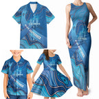 Australia Blue September Running Family Matching Tank Maxi Dress and Hawaiian Shirt Blue Ribbon I'm Running For My Dad