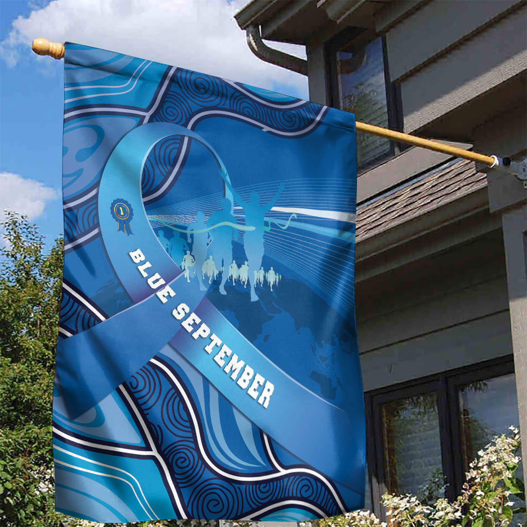 Australia Blue September Running Garden Flag Blue Ribbon I'm Running For My Dad