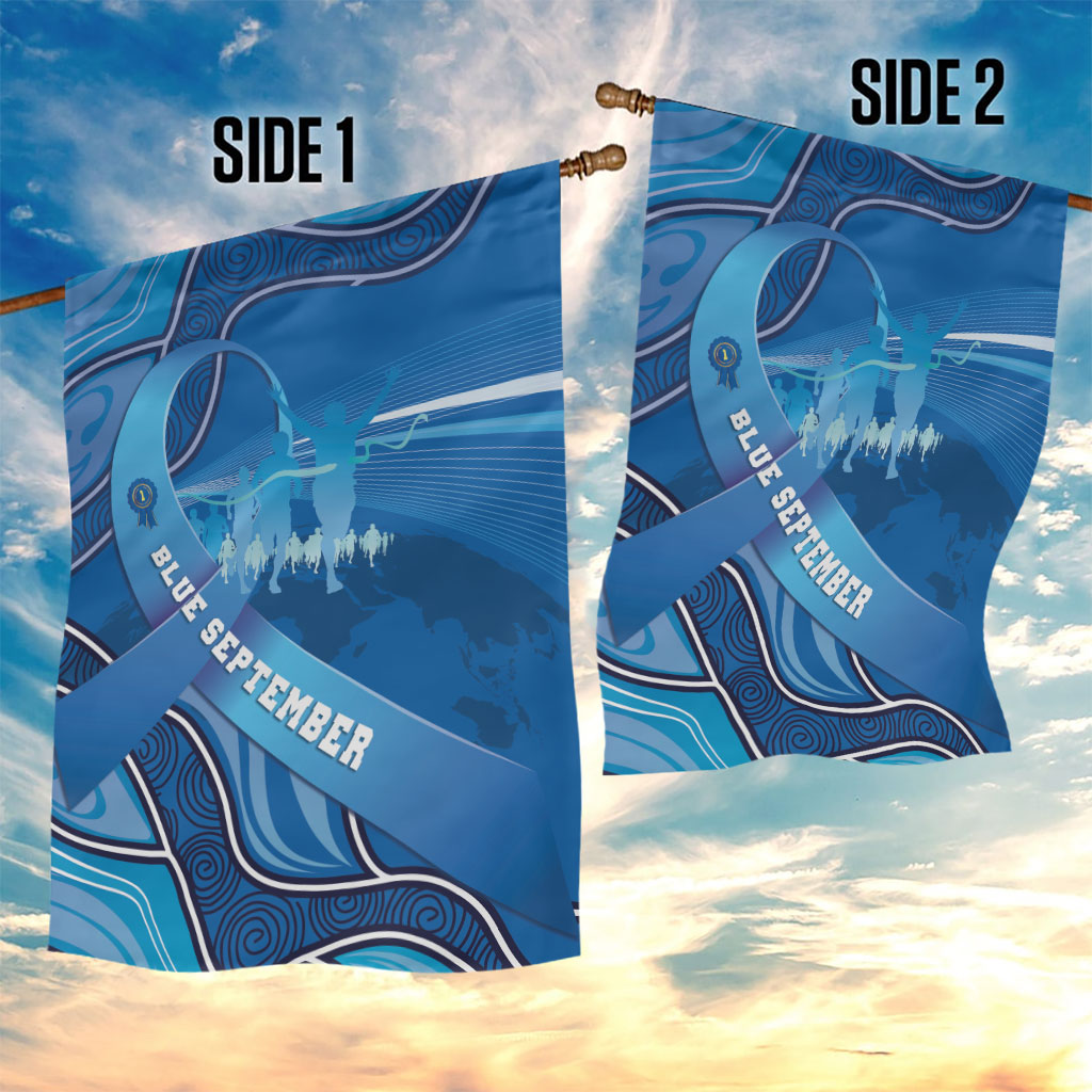 Australia Blue September Running Garden Flag Blue Ribbon I'm Running For My Dad
