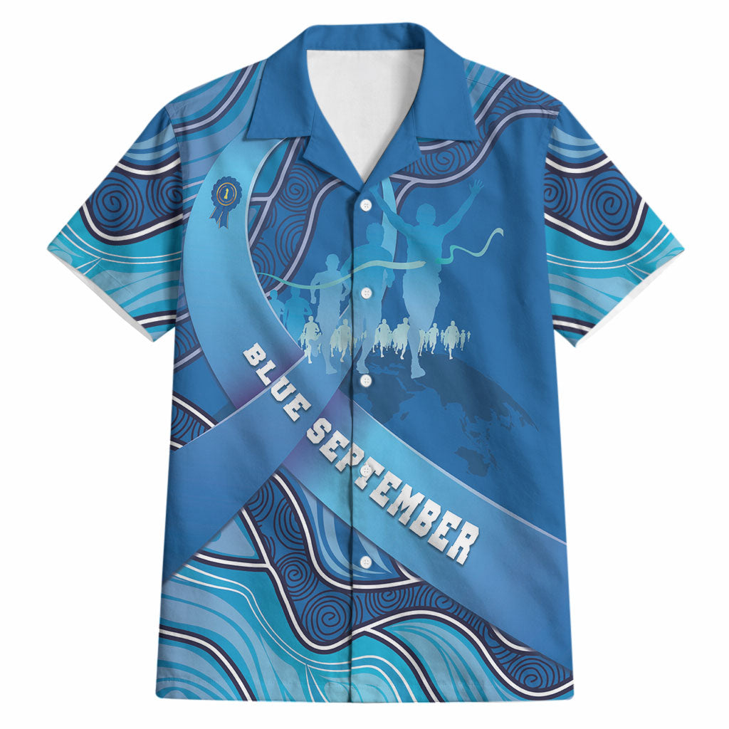 Australia Blue September Running Hawaiian Shirt Blue Ribbon I'm Running For My Dad