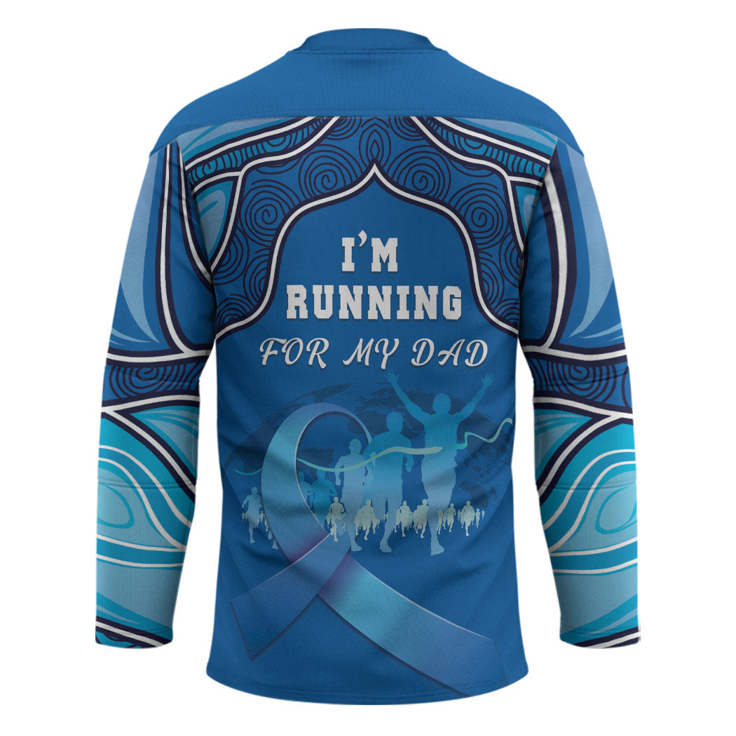 Australia Blue September Running Hockey Jersey Blue Ribbon I'm Running For My Dad