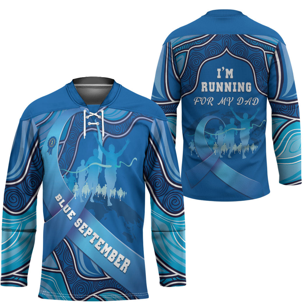 Australia Blue September Running Hockey Jersey Blue Ribbon I'm Running For My Dad