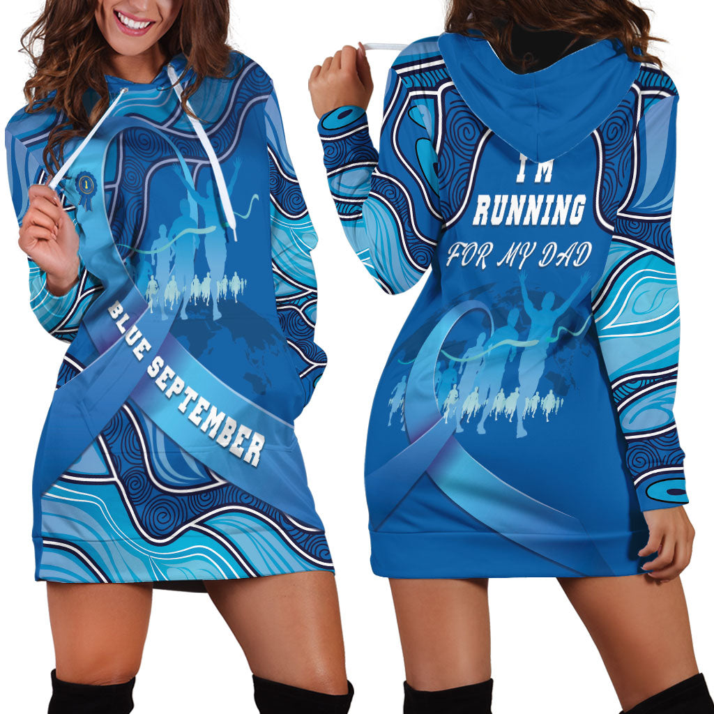 Australia Blue September Running Hoodie Dress Blue Ribbon I'm Running For My Dad
