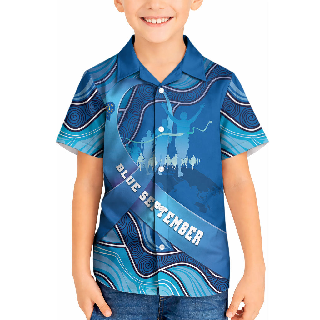 Australia Blue September Running Kid Hawaiian Shirt Blue Ribbon I'm Running For My Dad