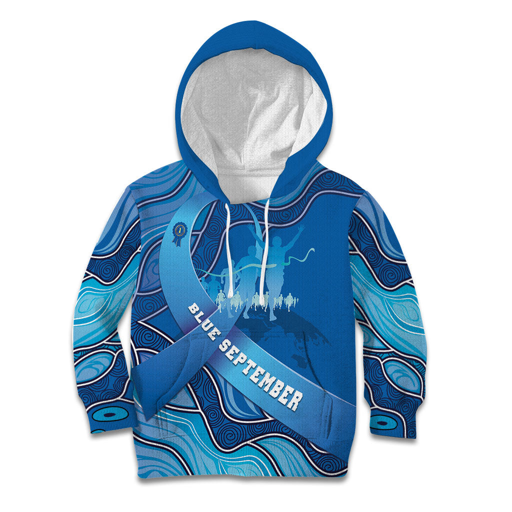 Australia Blue September Running Kid Hoodie Blue Ribbon I'm Running For My Dad