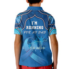 Australia Blue September Running Kid Polo Shirt Blue Ribbon I'm Running For My Dad