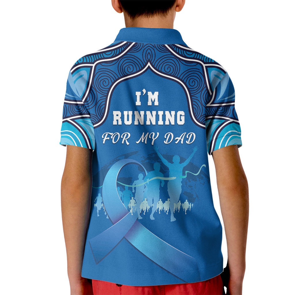 Australia Blue September Running Kid Polo Shirt Blue Ribbon I'm Running For My Dad