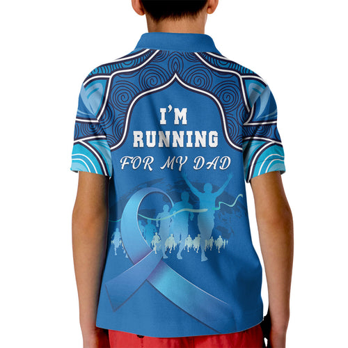 Australia Blue September Running Kid Polo Shirt Blue Ribbon I'm Running For My Dad