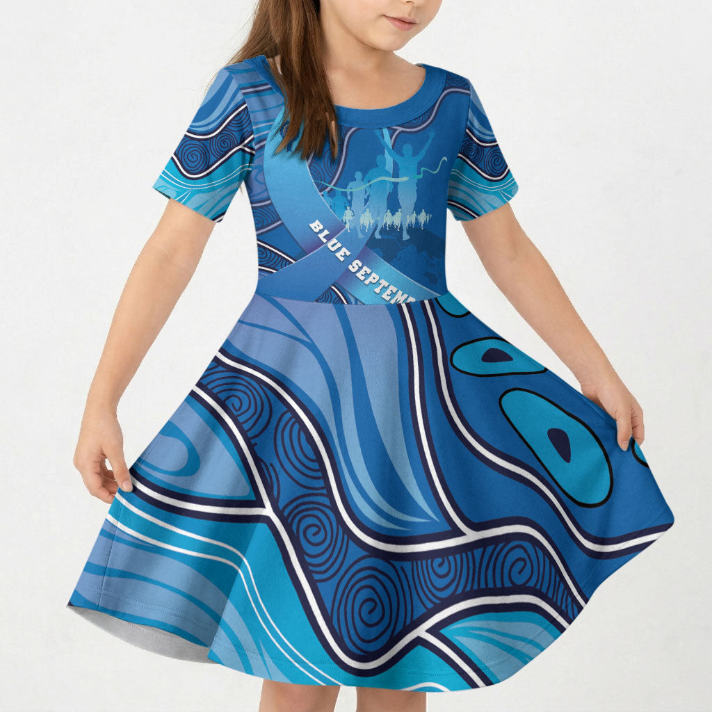 Australia Blue September Running Kid Short Sleeve Dress Blue Ribbon I'm Running For My Dad