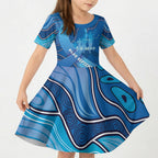 Australia Blue September Running Kid Short Sleeve Dress Blue Ribbon I'm Running For My Dad