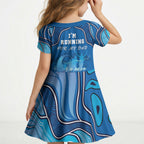 Australia Blue September Running Kid Short Sleeve Dress Blue Ribbon I'm Running For My Dad