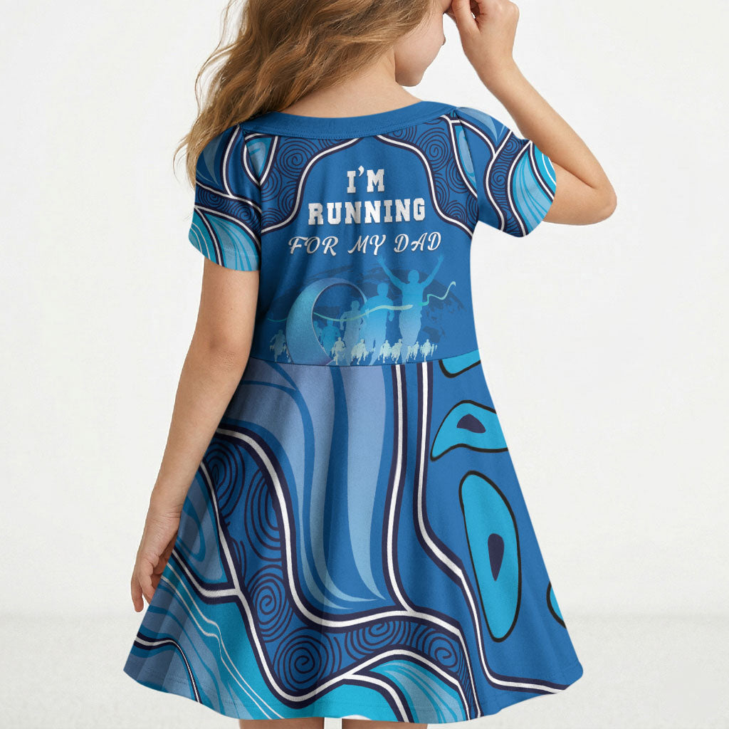 Australia Blue September Running Kid Short Sleeve Dress Blue Ribbon I'm Running For My Dad