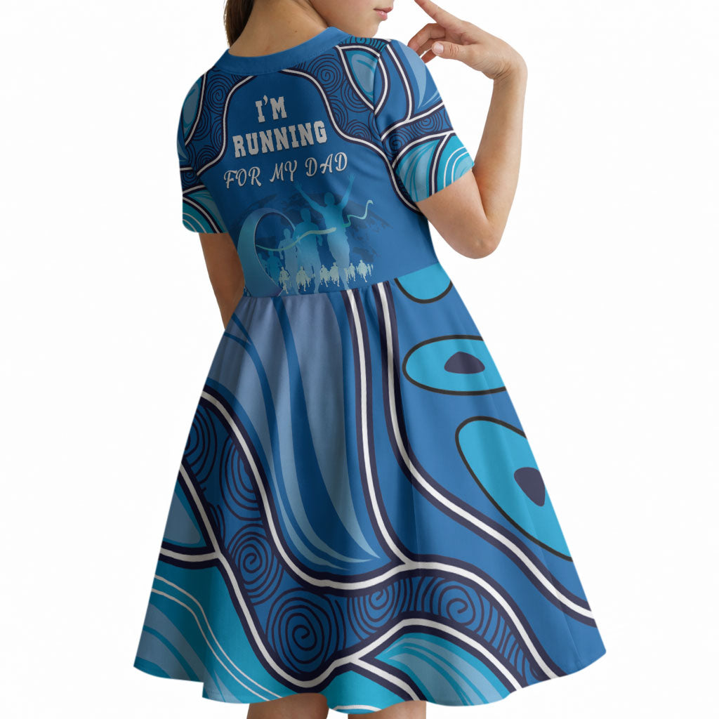 Australia Blue September Running Kid Short Sleeve Dress Blue Ribbon I'm Running For My Dad