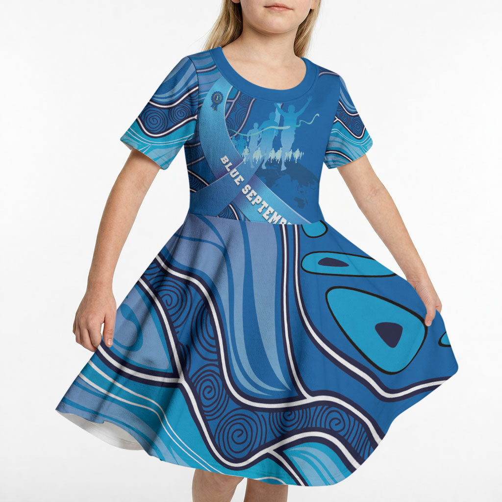 Australia Blue September Running Kid Short Sleeve Dress Blue Ribbon I'm Running For My Dad