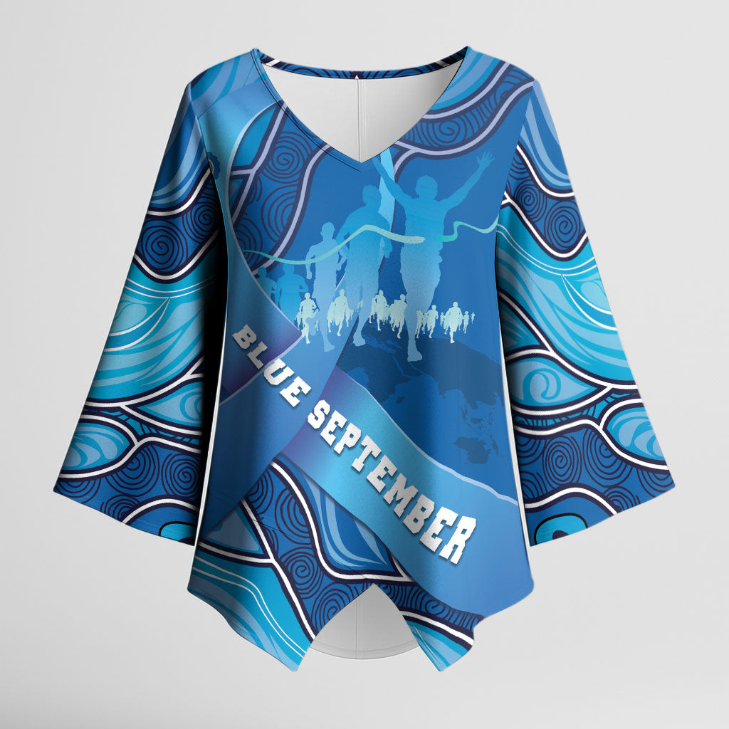 Australia Blue September Running Kimono Sleeve Blouse Blue Ribbon I'm Running For My Dad