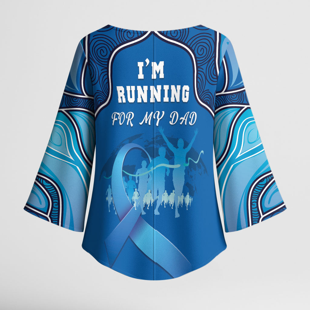 Australia Blue September Running Kimono Sleeve Blouse Blue Ribbon I'm Running For My Dad