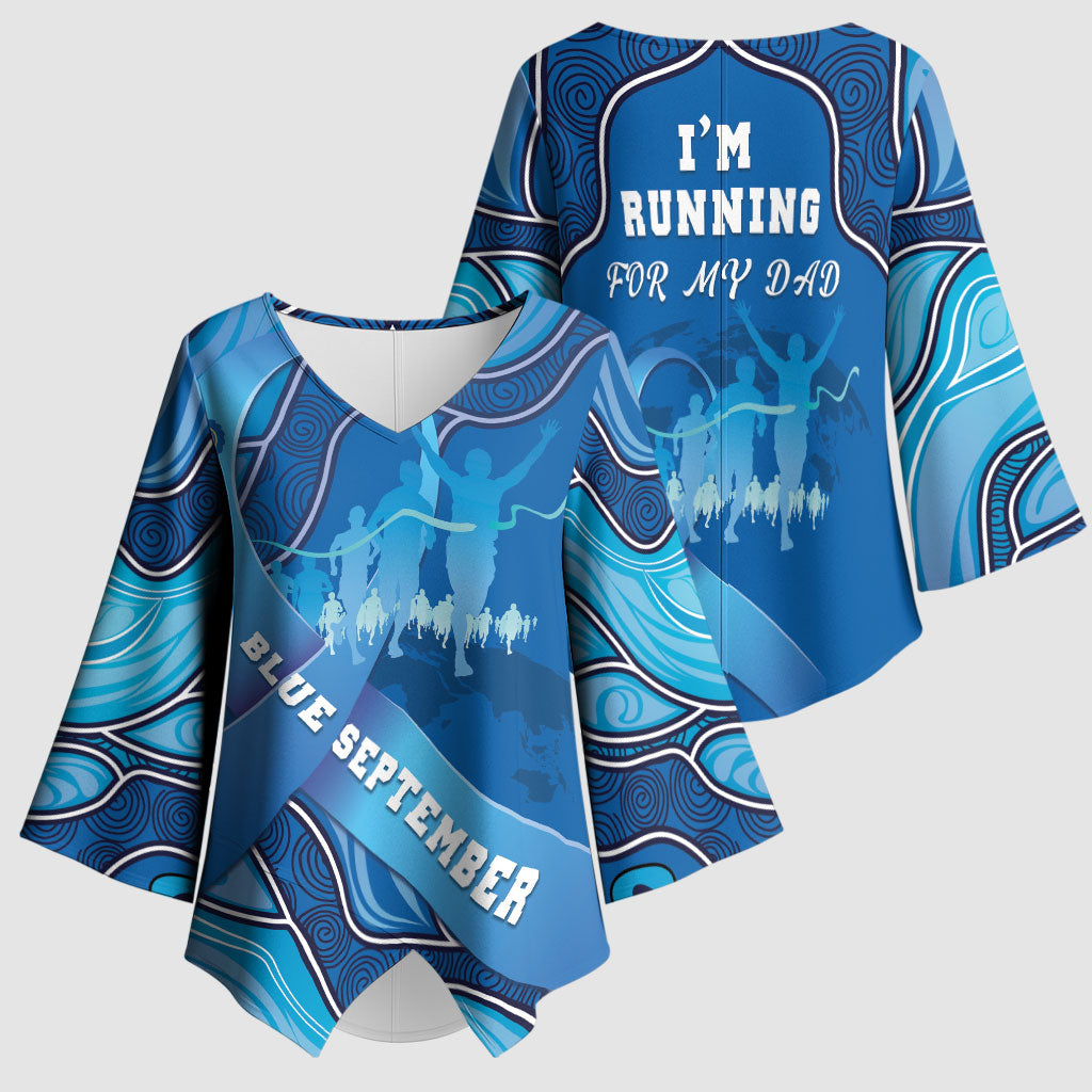 Australia Blue September Running Kimono Sleeve Blouse Blue Ribbon I'm Running For My Dad