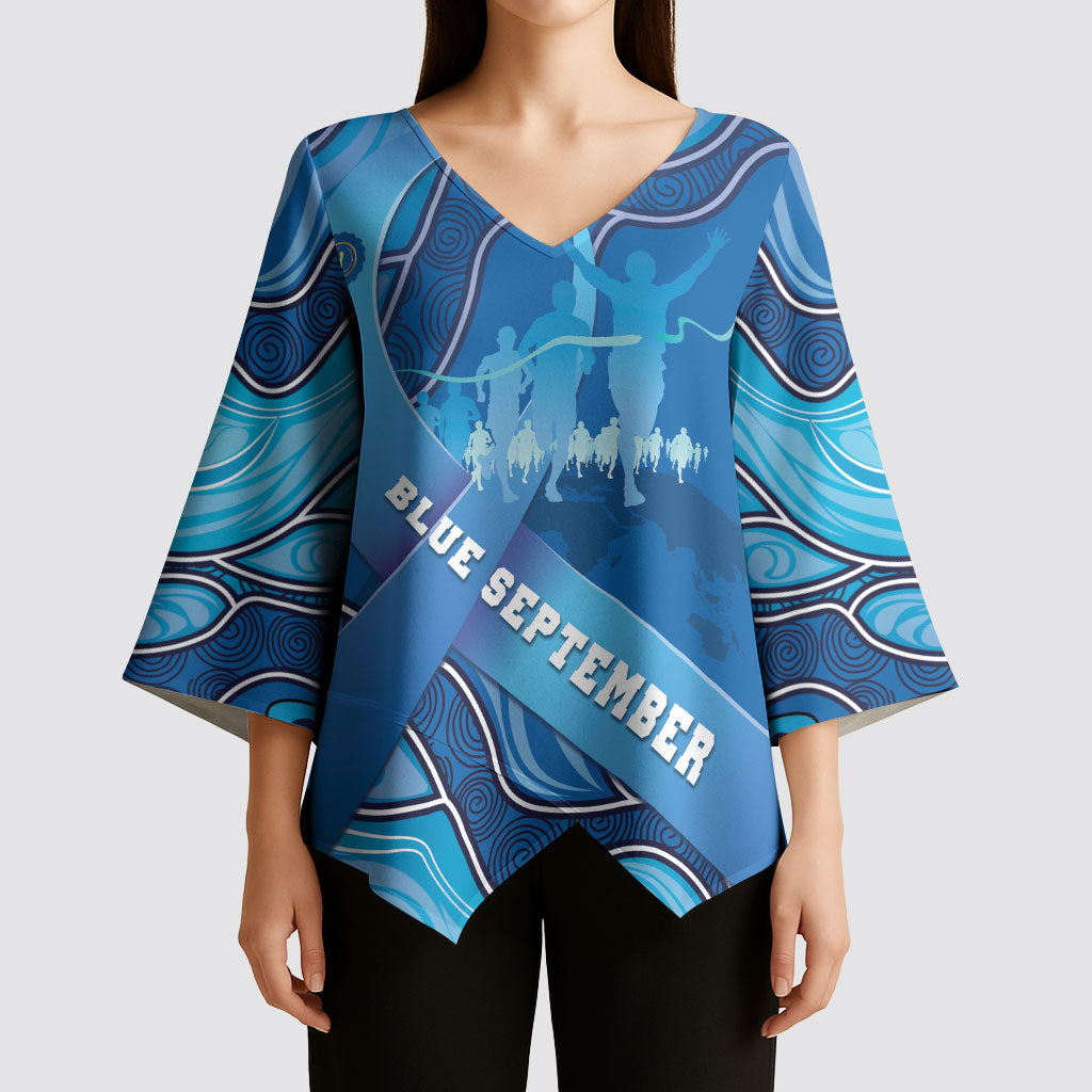 Australia Blue September Running Kimono Sleeve Blouse Blue Ribbon I'm Running For My Dad