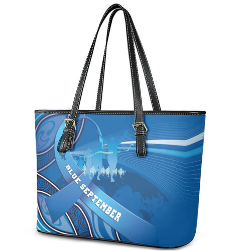 Australia Blue September Running Leather Tote Bag Blue Ribbon I'm Running For My Dad