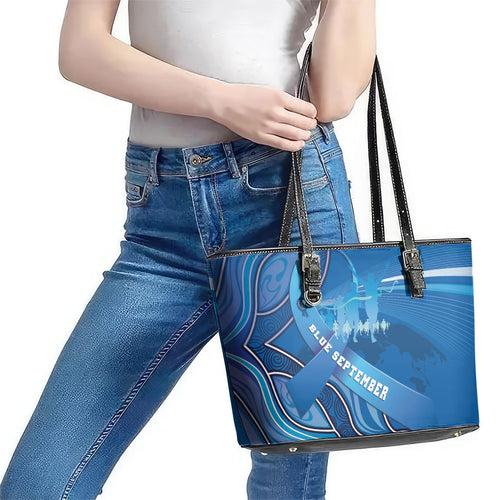 Australia Blue September Running Leather Tote Bag Blue Ribbon I'm Running For My Dad