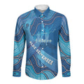 Australia Blue September Running Long Sleeve Button Shirt Blue Ribbon I'm Running For My Dad