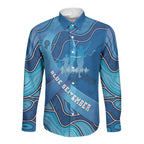 Australia Blue September Running Long Sleeve Button Shirt Blue Ribbon I'm Running For My Dad