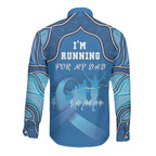 Australia Blue September Running Long Sleeve Button Shirt Blue Ribbon I'm Running For My Dad