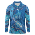 Australia Blue September Running Long Sleeve Polo Shirt Blue Ribbon I'm Running For My Dad