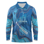 Australia Blue September Running Long Sleeve Polo Shirt Blue Ribbon I'm Running For My Dad
