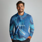 Australia Blue September Running Long Sleeve Polo Shirt Blue Ribbon I'm Running For My Dad