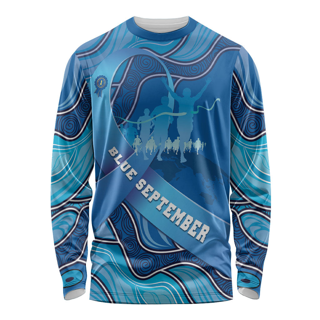 Australia Blue September Running Long Sleeve Shirt Blue Ribbon I'm Running For My Dad