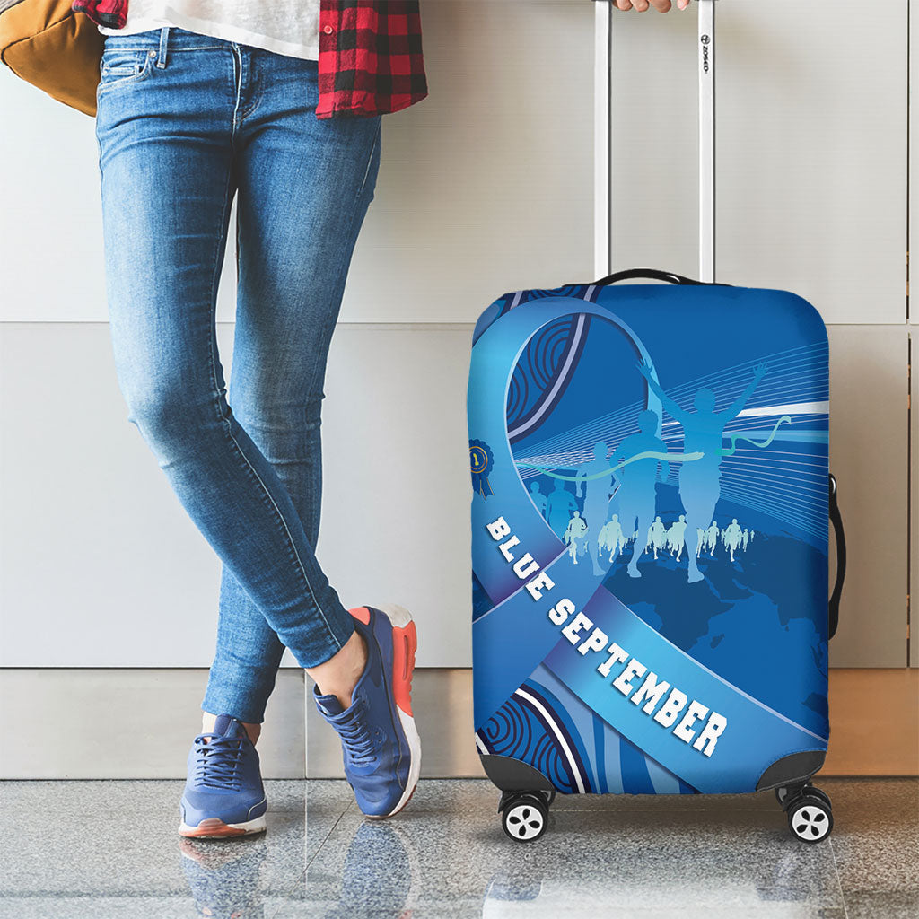 Australia Blue September Running Luggage Cover Blue Ribbon I'm Running For My Dad