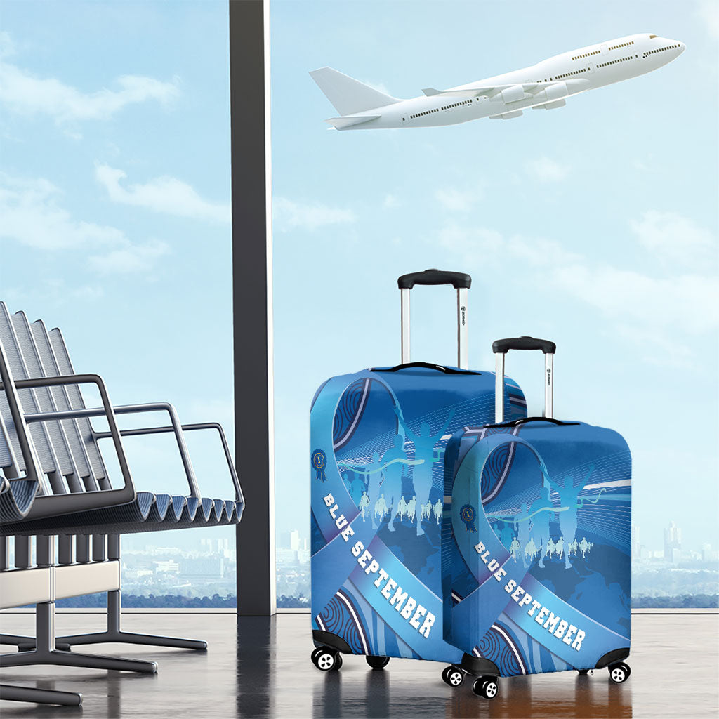 Australia Blue September Running Luggage Cover Blue Ribbon I'm Running For My Dad