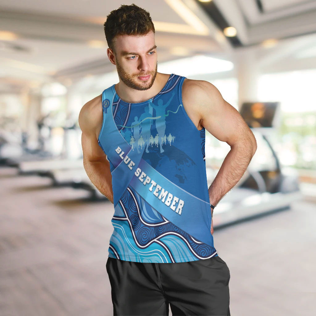 Australia Blue September Running Men Tank Top Blue Ribbon I'm Running For My Dad