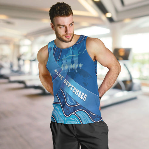 Australia Blue September Running Men Tank Top Blue Ribbon I'm Running For My Dad