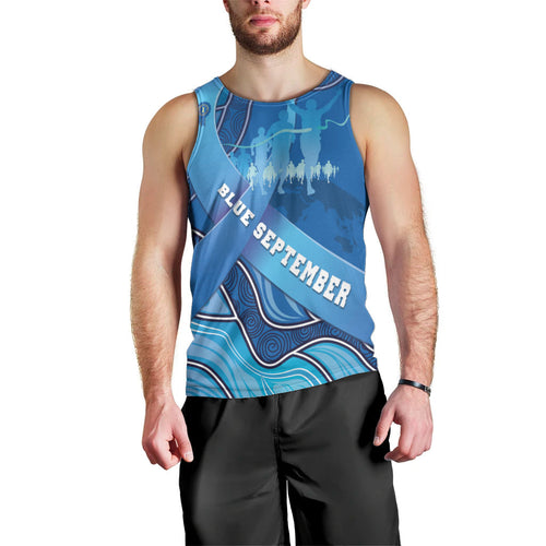 Australia Blue September Running Men Tank Top Blue Ribbon I'm Running For My Dad
