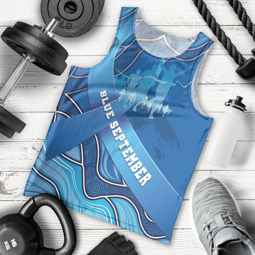 Australia Blue September Running Men Tank Top Blue Ribbon I'm Running For My Dad