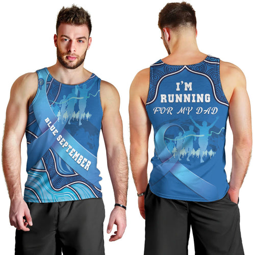 Australia Blue September Running Men Tank Top Blue Ribbon I'm Running For My Dad