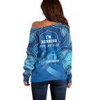 Australia Blue September Running Off Shoulder Sweater Blue Ribbon I'm Running For My Dad