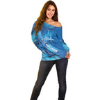 Australia Blue September Running Off Shoulder Sweater Blue Ribbon I'm Running For My Dad