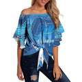 Australia Blue September Running Off Shoulder Wrap Waist Top Blue Ribbon I'm Running For My Dad