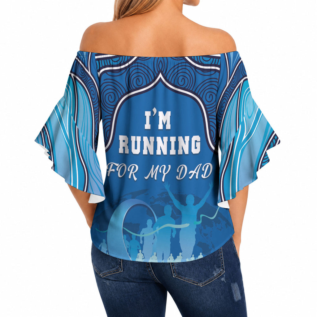 Australia Blue September Running Off Shoulder Wrap Waist Top Blue Ribbon I'm Running For My Dad