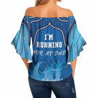 Australia Blue September Running Off Shoulder Wrap Waist Top Blue Ribbon I'm Running For My Dad